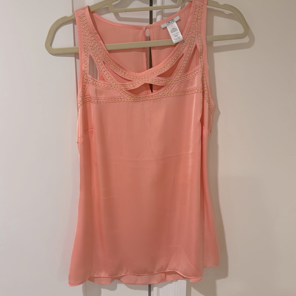 Cache Embellished Satin Sleeveless Top Sz Small